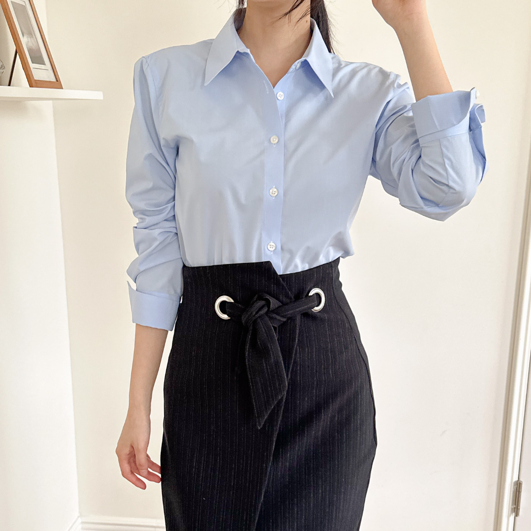 여성 풀버튼 · 스카이블루